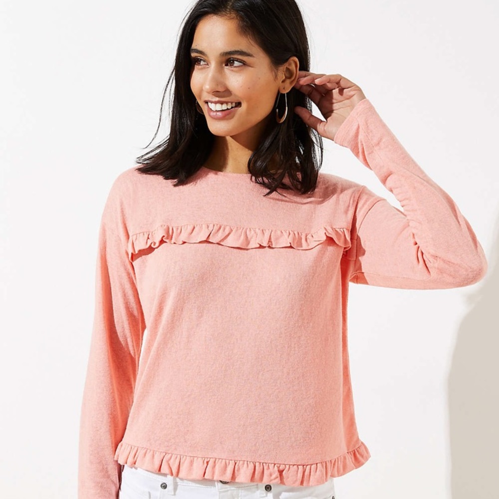 NWT Loft | Cropped Ruffle Tee